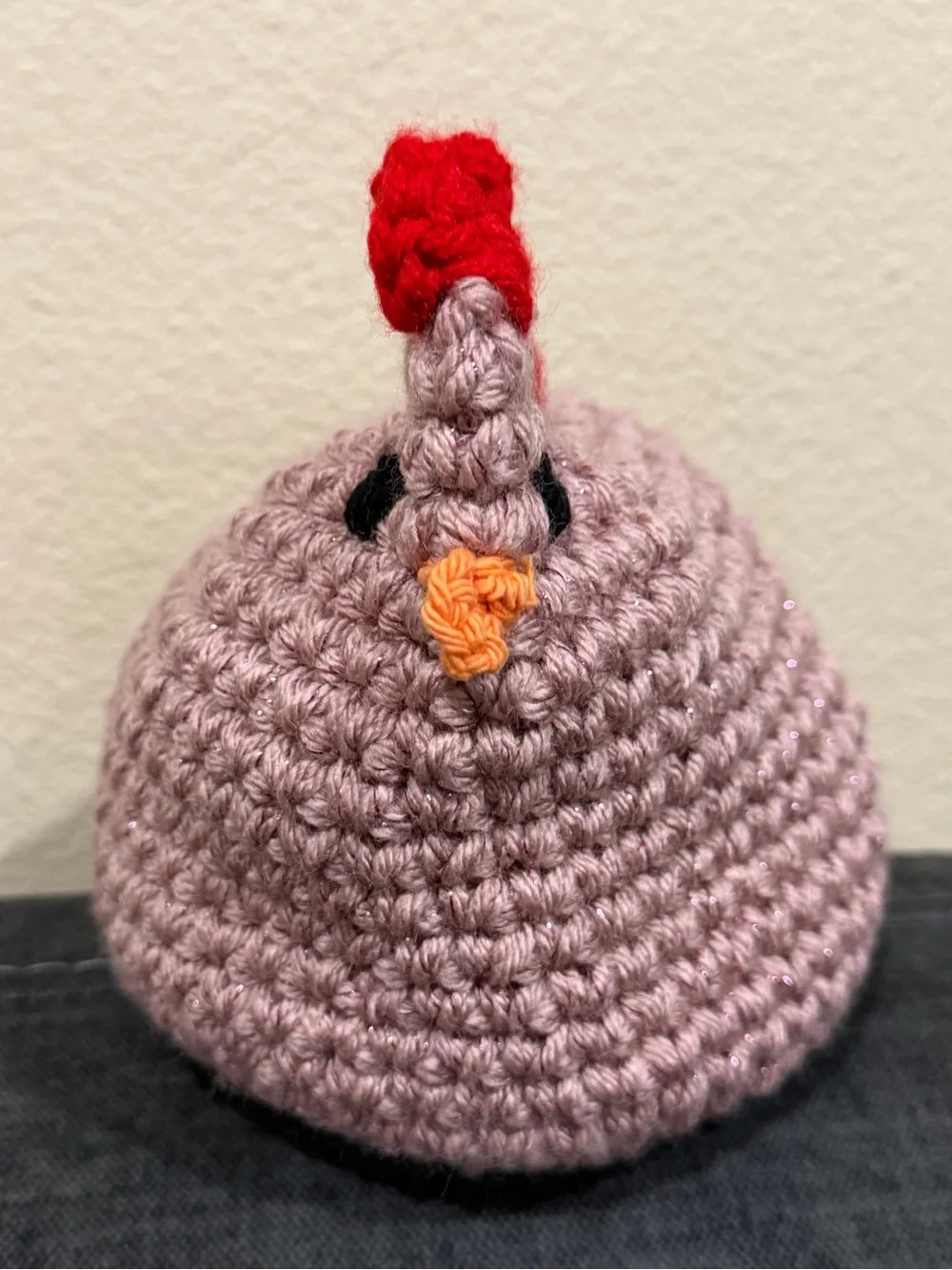 Handmade Crochet Chicken Plush - Pink with Red Comb